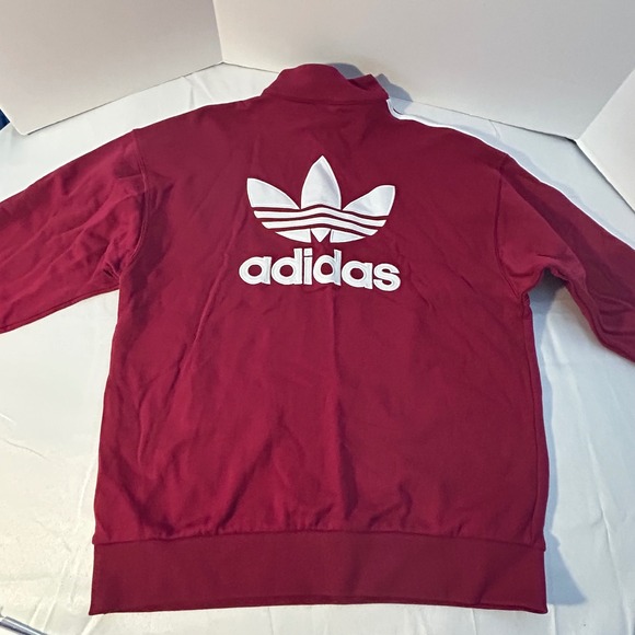 Adidas Women's 1/4 Zip Pullover Sweatshirt Red 3 Stripe Trefoil Logo‎ - Picture 2 of 6